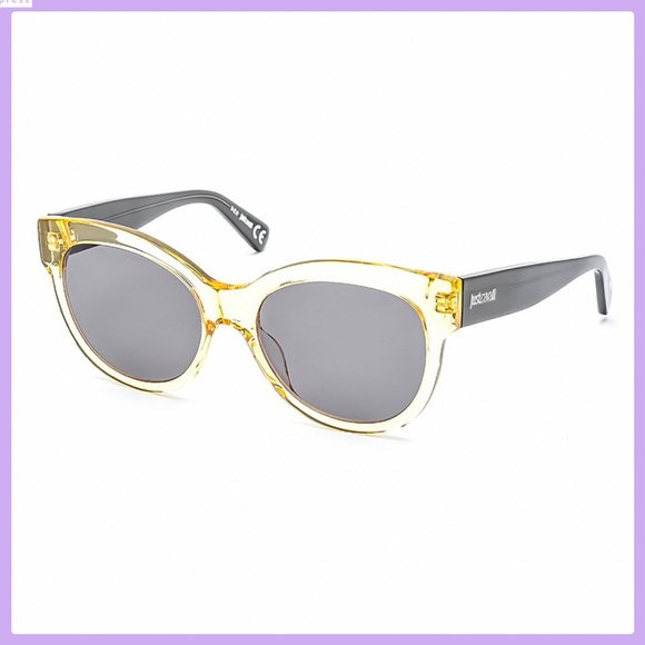 JUST CAVALLI SHINY YELLOW & SMOKE OVAL SUNGLASSES - Picture 10 of 12